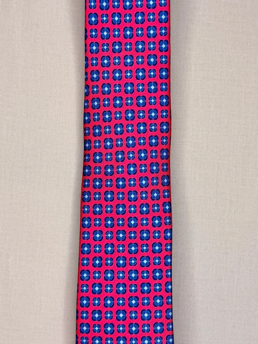 Charles Tyrwhitt London Silk Tie | Pink & Blue Geometric Pattern